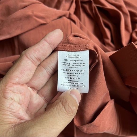 Mara Hoffman Ella salmon apricot peach modal button down tie detail shirt - Picture 7 of 7